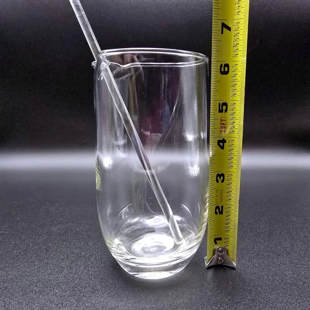 Hand Blown Clear Glass Heart Rim Cocktail Mixing Pitcher with Glass Stir Rod‎